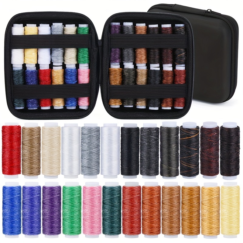 

Pniene Leather Sewing Kit - Hand Sewing Starter Set With 24-color Wax Thread, Multiple Needles, & Storage Bag For Diy Crafts, Beginner Leathercraft Tools Supplies