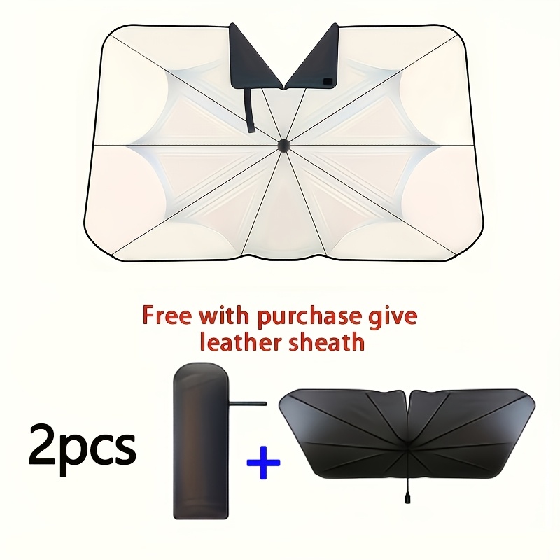 TEMU Parasol para coche mejorado para parabrisas - Aislamiento térmico y protección UV, accesorio interior para coche, diseño de de V para fácil