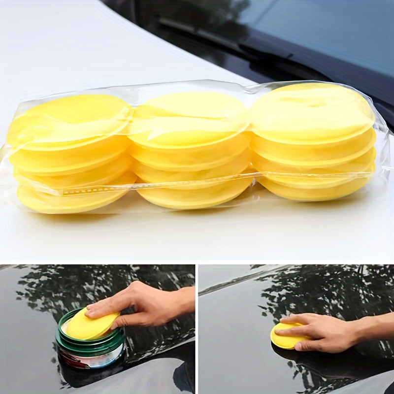 

12pcs Car Detailing Care Wax Polishing Applicator Cleaning Pads Car Wash Sponge Soft Microfiber Round Car Wax Applicator