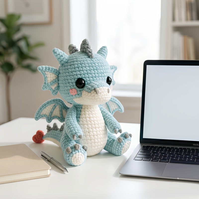 DIY Crochet Kit for Cute Blue Dragon Amigurumi