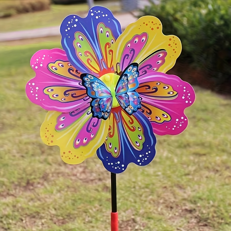 1pc 2pcs spring   3d wind spinner colorful plastic pinwheel suitable for party decorations 20 86 inch outdoor garden decor pattern random