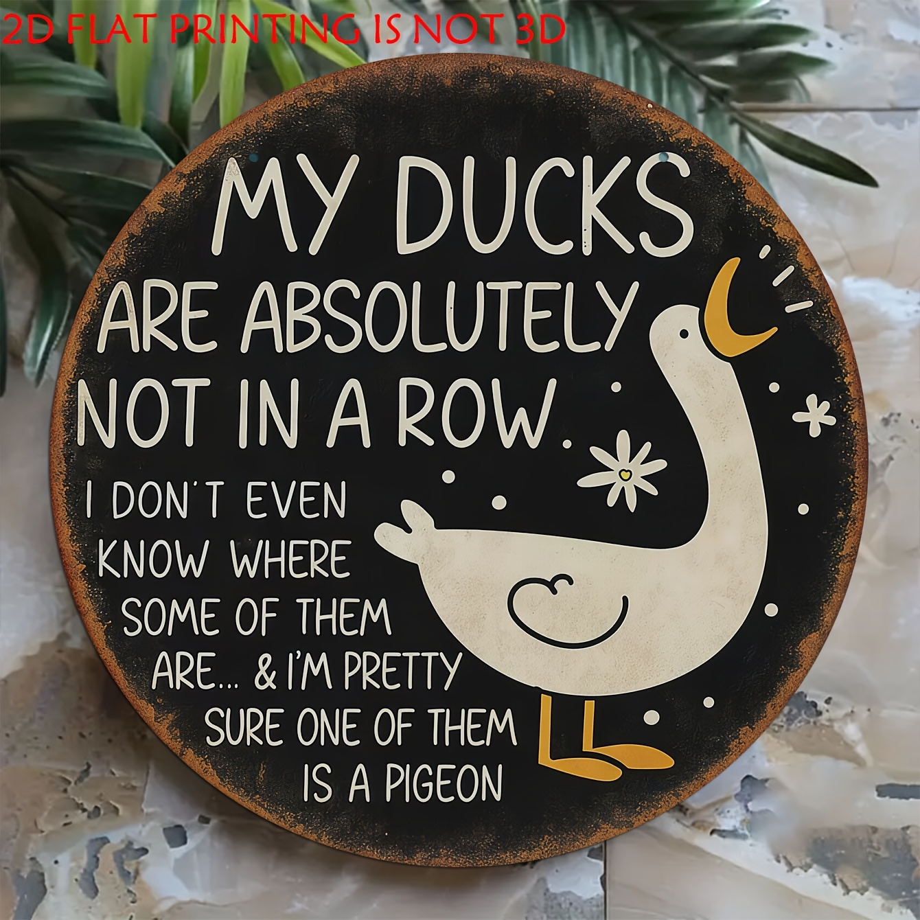 TEMU 2d Flat, 2d Flat Wooden Decorative Plaque And Sign, Fun Duck Wall Decor "my Ducks Are Never In A Row" Vintage Wall Sign, Suitable For Room,