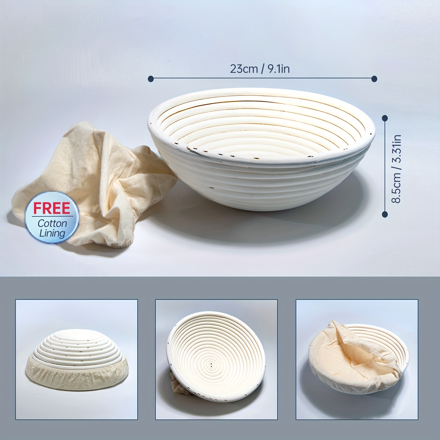 TEMU Sourdough Proofing Basket Kit Liner - For & Bakery Use, Food-safe Rattan Material, Kitchen Gadget