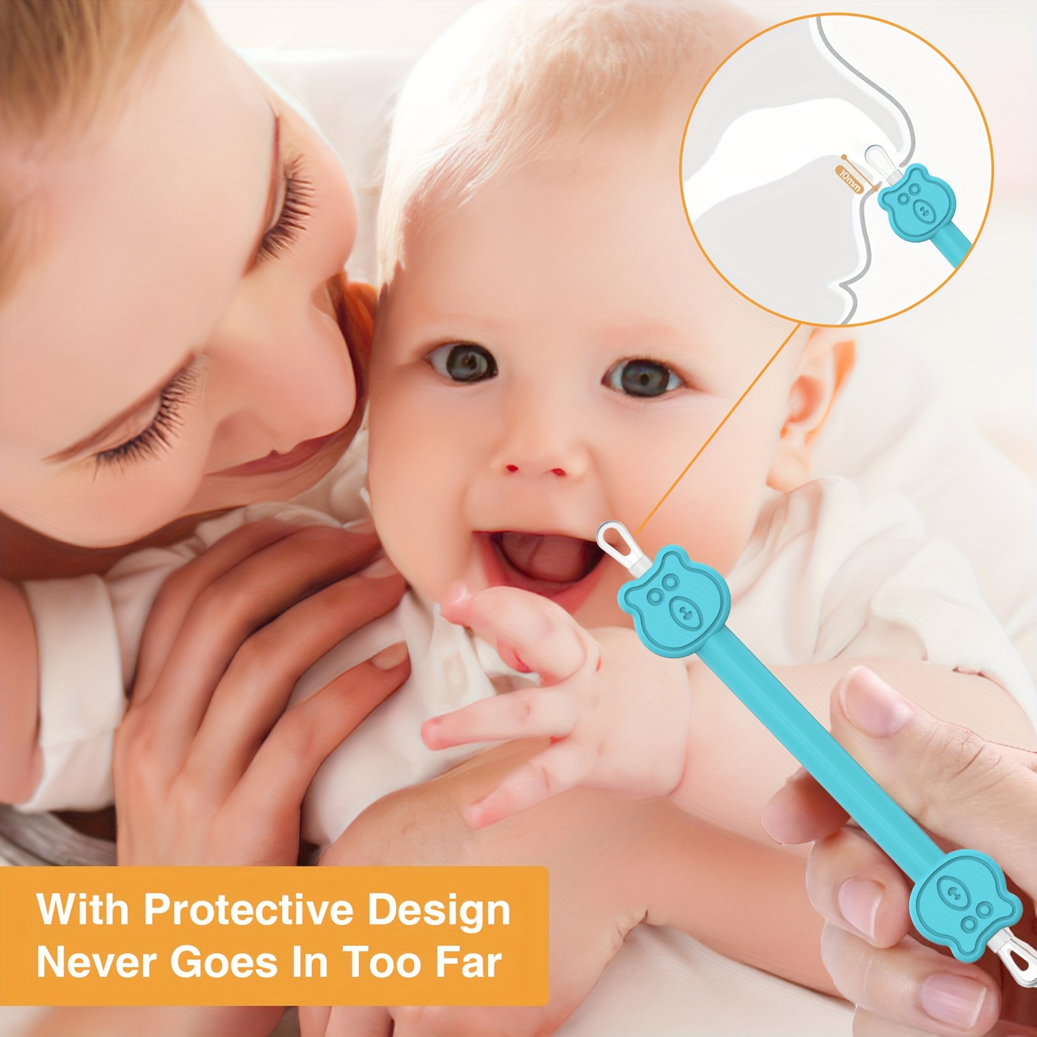 Blue Teddy Bear 2-In-1 Nose and Ear Cleaner Tool for Babies