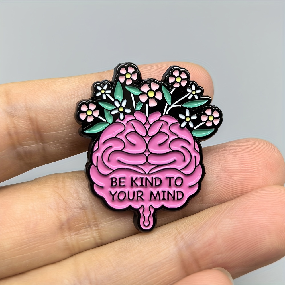 TEMU Épingle en émail « avec votre esprit », Broche créative avec fleurs, Badge de revers en métal pour chapeaux, sacs à dos et accessoires