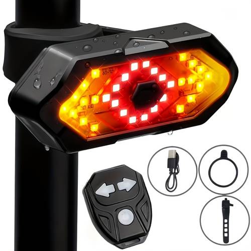 led light speaker bike rear light turn visibility usb charging 650mah battery 5 120 yellow light beads simple operation ebike accessories