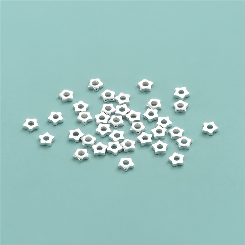 

10pcs 925 -pointed Star Spacer Beads For Diy Necklace Bracelet Making