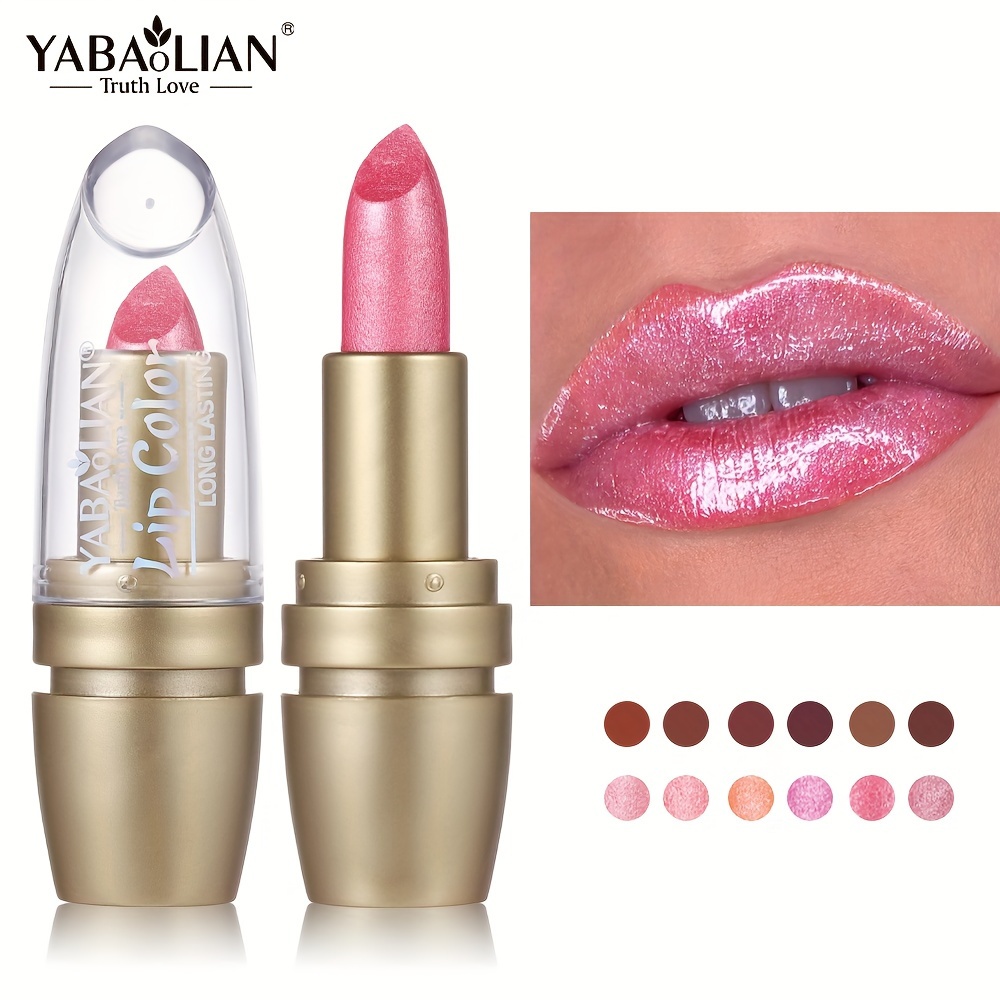 

Mermaid Shiny Lipsticks - 12 Colors, Metallic Pearly Temperature Changing Lipsticks With Long Lasting Shimmer And Matte Yabaolian