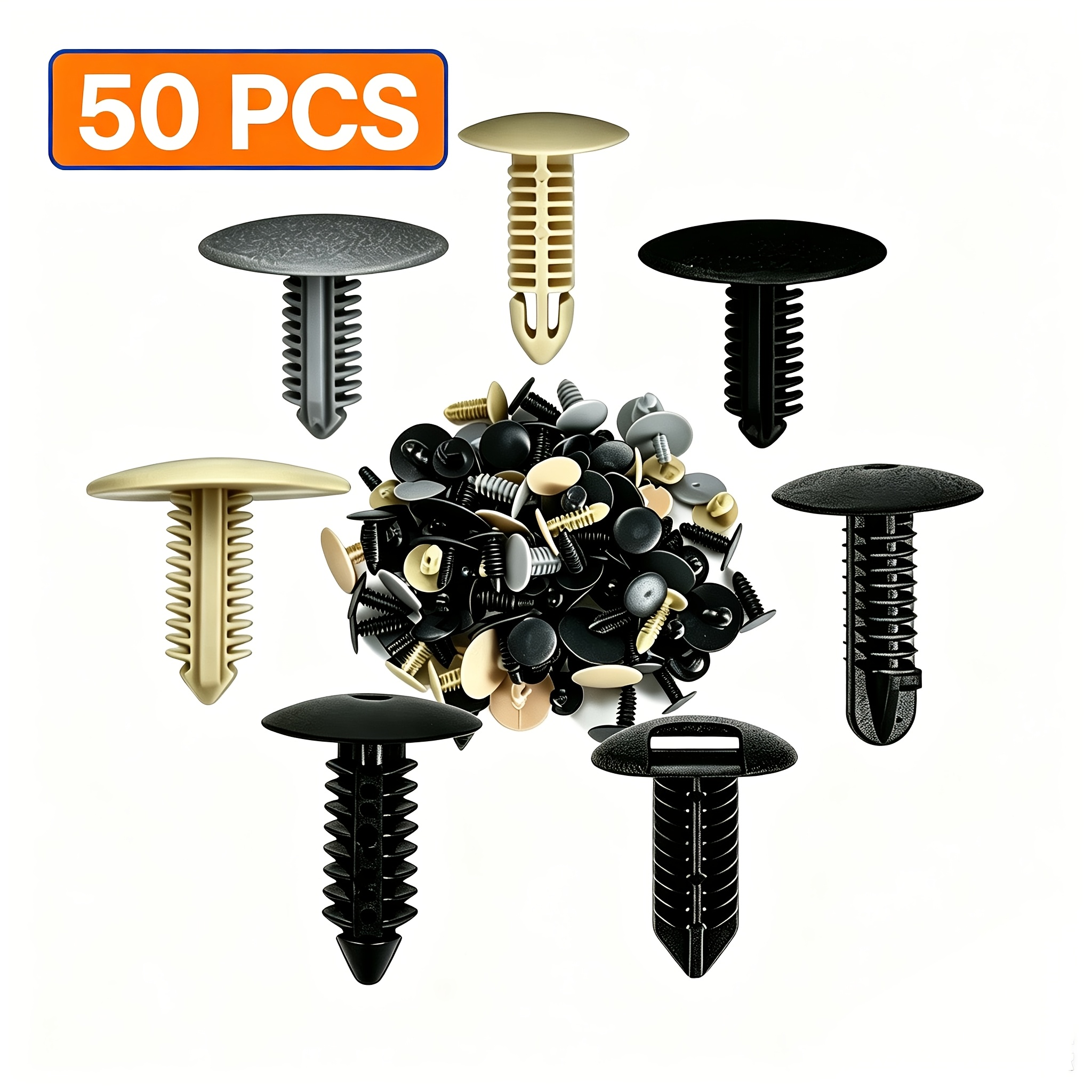 TEMU 50/100pcs Assorted Colors Auto Trim Clip Kit, Plastic Push Pin Retainers 5-9mm For Car Truck Various Interior Panels