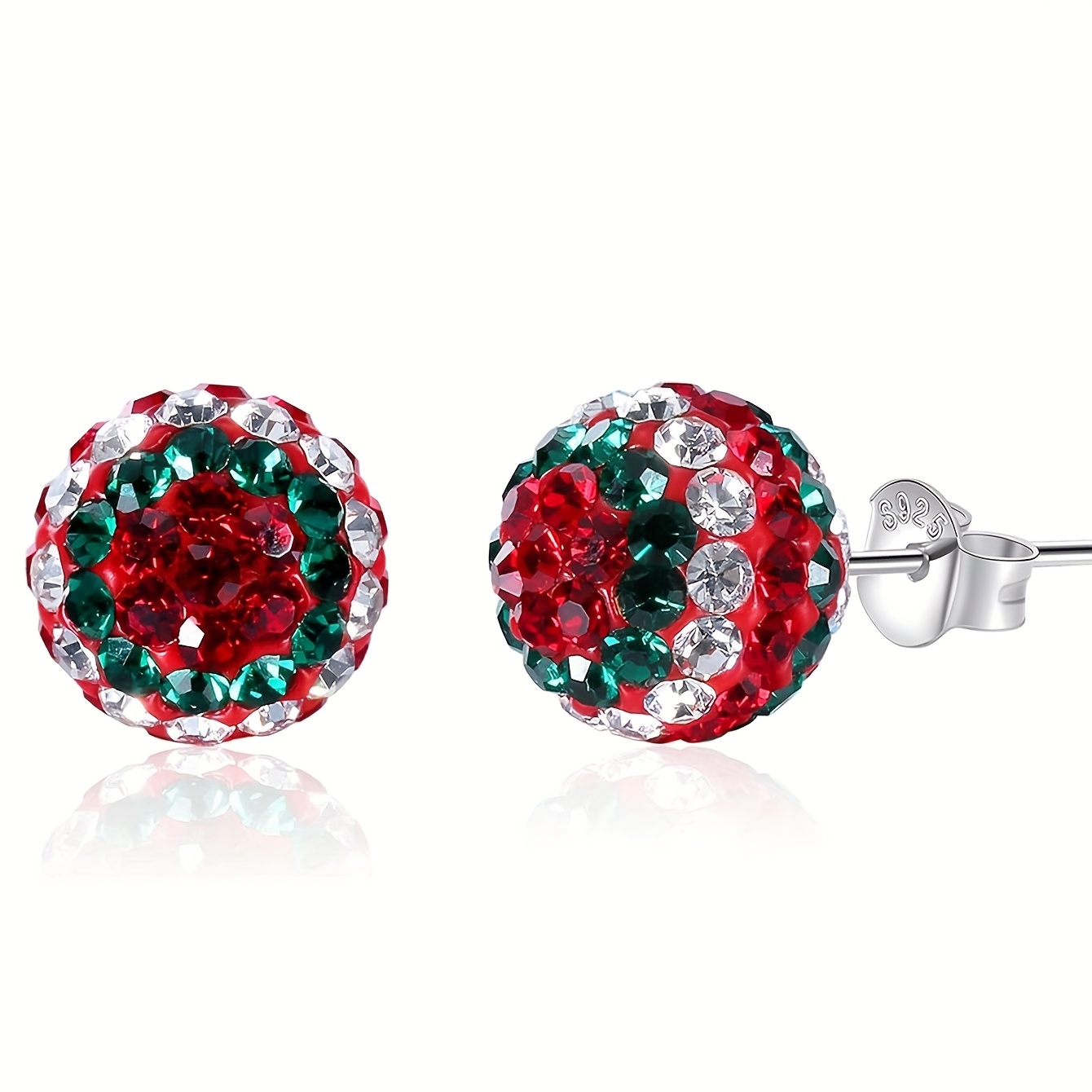 Image of 1 Pair Of Unisex Red And White Intercalated Fashion Versatile Imitation Crystal Stud Earrings, Suitable For Outdoor Travel, Gatherings, Parties, And As A Gift For Girlfriend, As Well As Daily Wear