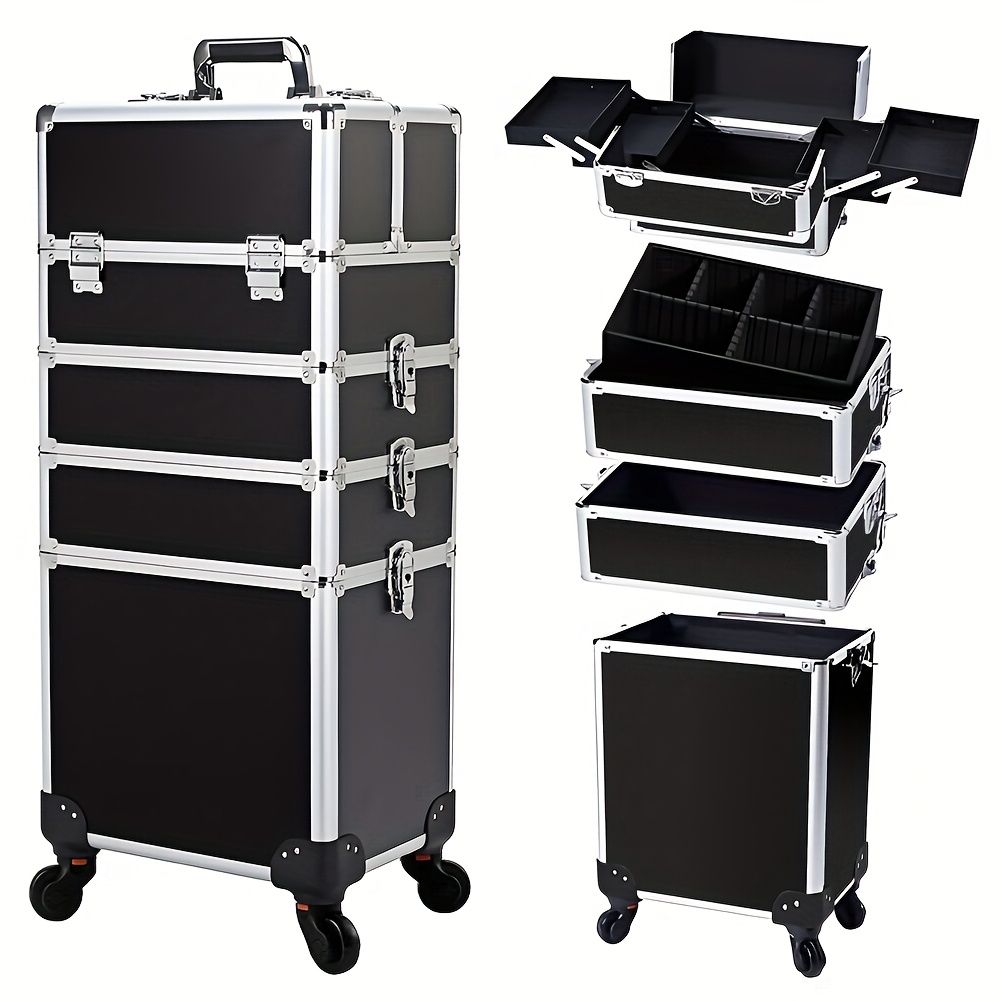 E-shop Professioneller, tragbarer Kosmetik-Trolley mit 4-in-1-Funktionalität, geräumigem Stauraum, 360°-Drehrollen und einem 4-lagigen Design für