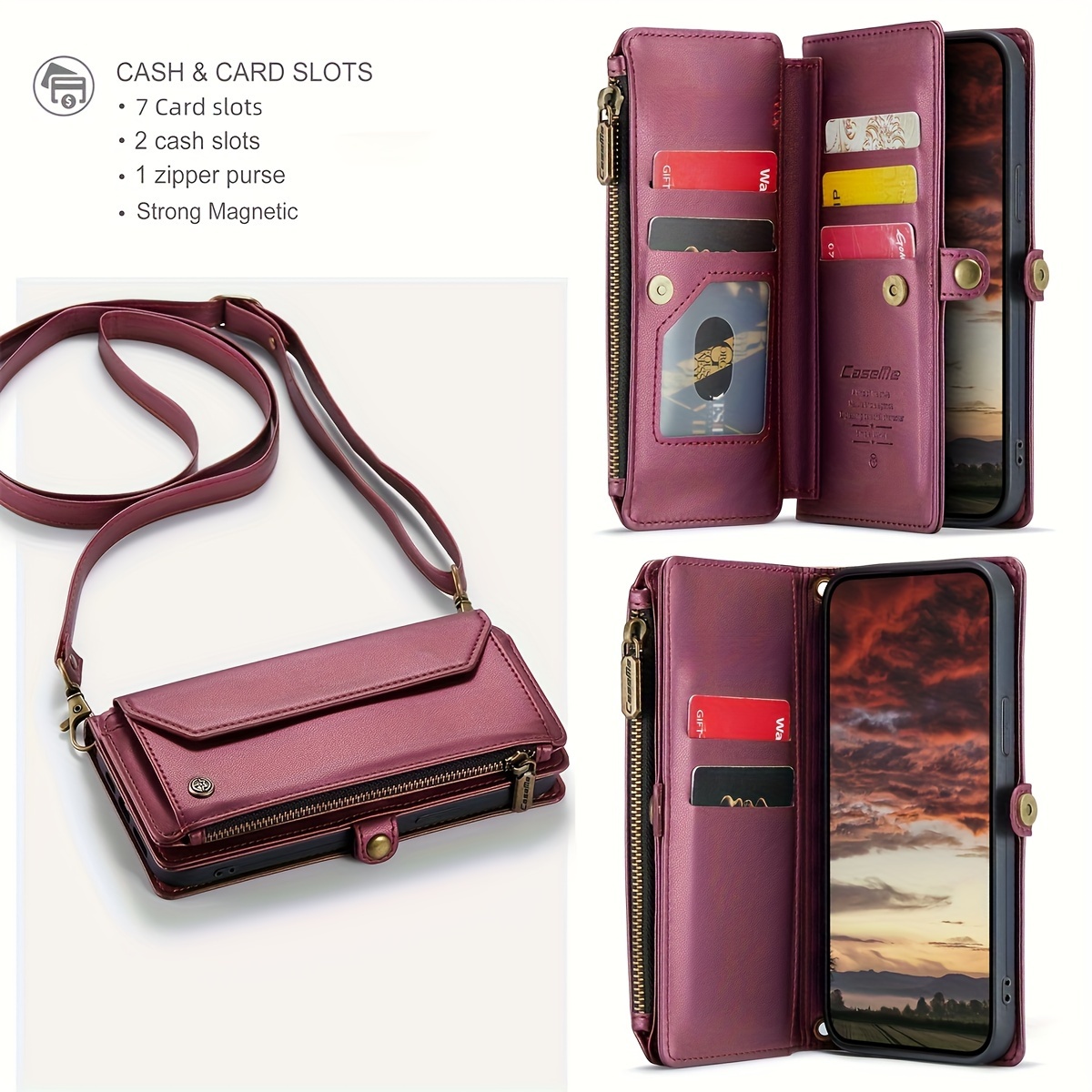 Wallet Phone Case Support Wireless Charging with Blocking Card Holder, Flip Folio Book Faux Leather Protective Phone Cover for iPhone 16e/16/11/12/13/14/15 Pro Max/15 Plus/13 Mini/7/8 Plus/SE 2022/SE 2020 - Image 142