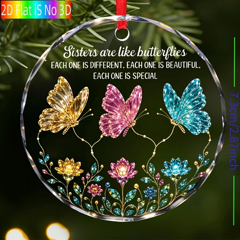 TEMU 2d Flat, Bohemian Sisters & Best Friend Ornament - Round Hanging Decoration Suitable For Christmas Tree Decorations, Birthday Gifts For, Women -