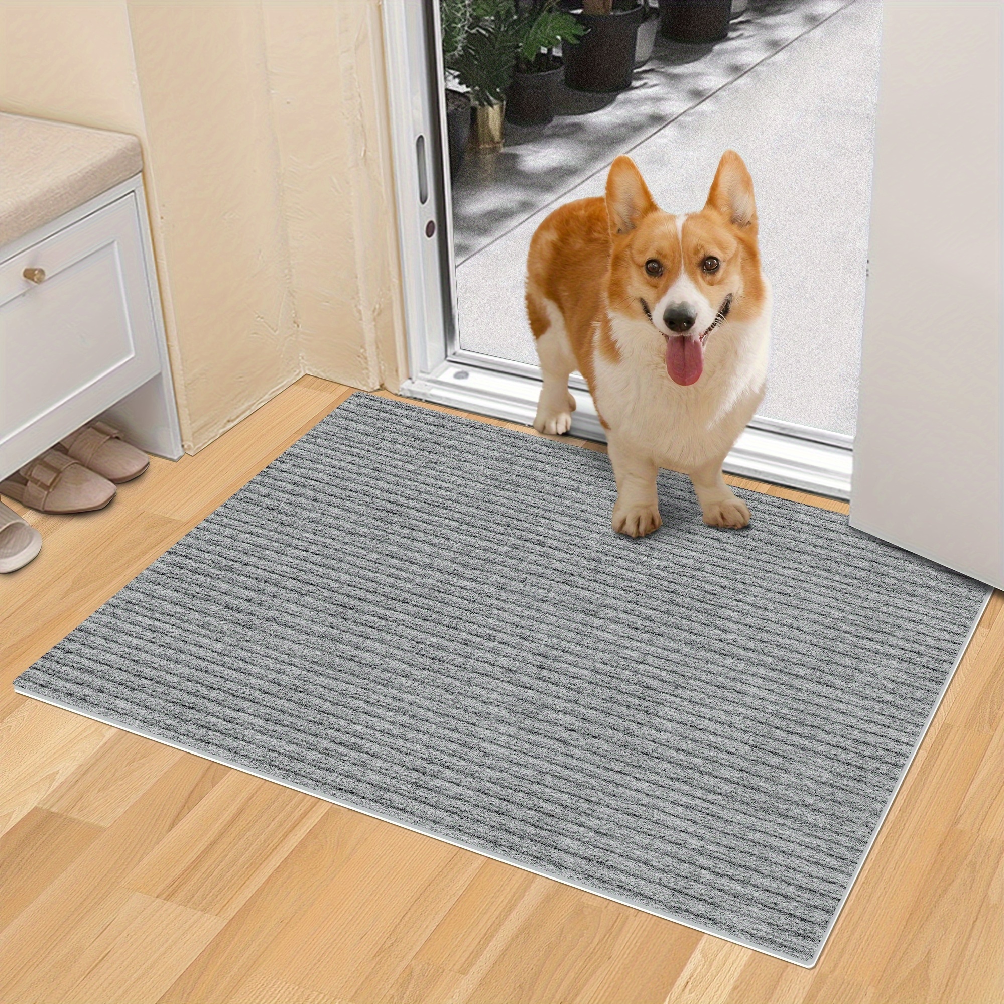 striped non slip absorbent doormat stain resistant machine washable entrance mat for living room bedroom bathroom kitchen balcony patio diy cut pet friendly details 4