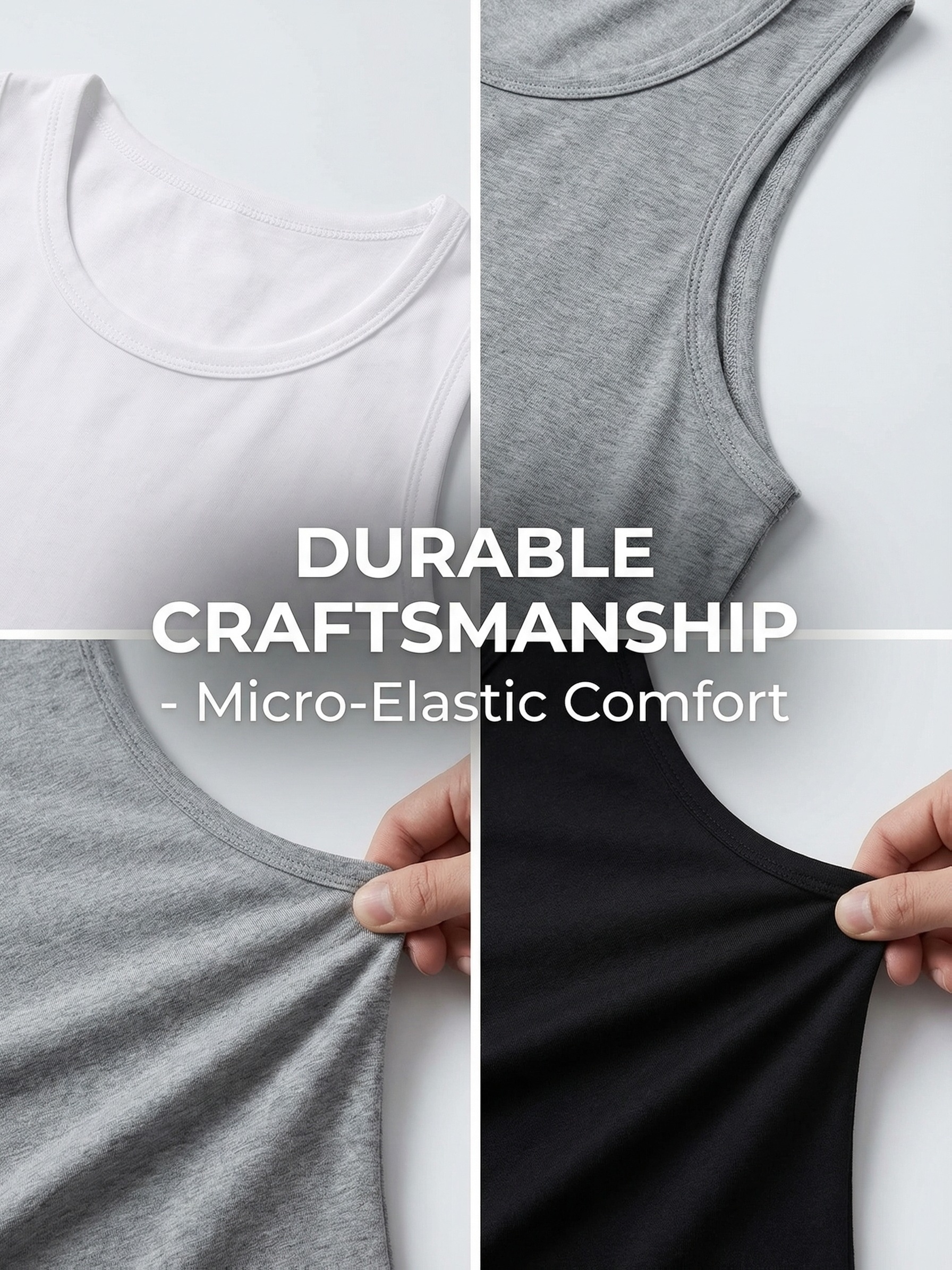 7pcs Men'S Casual Athletic Vests - Fashionable Solid Classic Round Neck Base Layer - Slight Stretch Breathable 100% Fabric - Suitable for Home Leisure - Fitness Running - Strength Training Wear