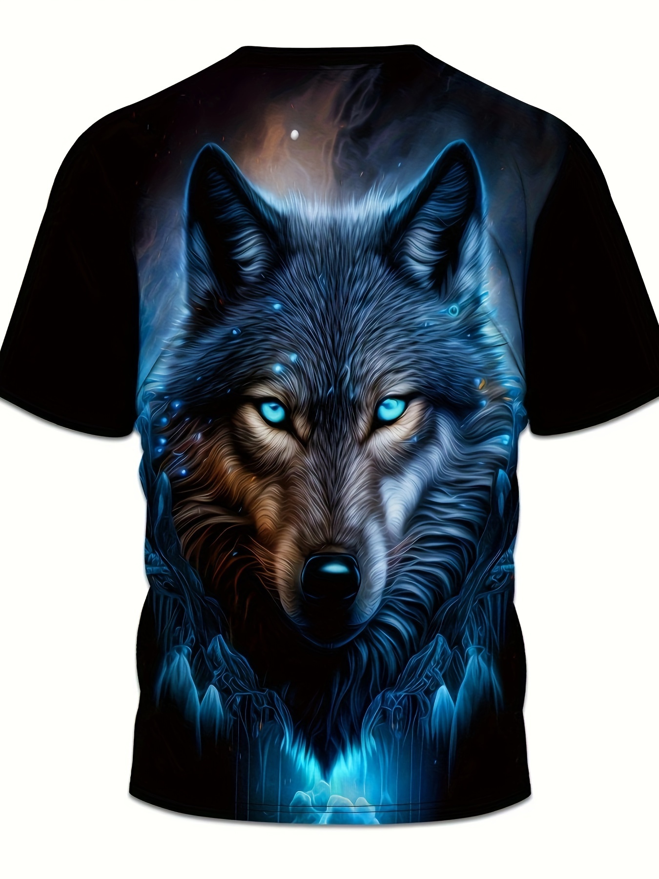 mens 3d printed wolf graphic t shirt black casual short sleeve summer tee with   eyes mystical night design breathable round neck outdoor top for adults wolf t shirt casual attire   detailed print quality