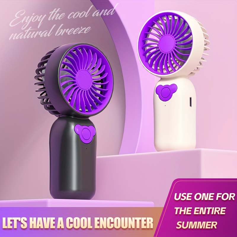1pc Portable Mini Fan with 500mAh Rechargeable Lithium Battery, 3-Speed USB Charging, and Hanging Lanyard - Compact Handheld Design for On-the-Go Cooling - Black & White Options, Summer Essential | Sleek Handheld Fan | Lightweight Fan
