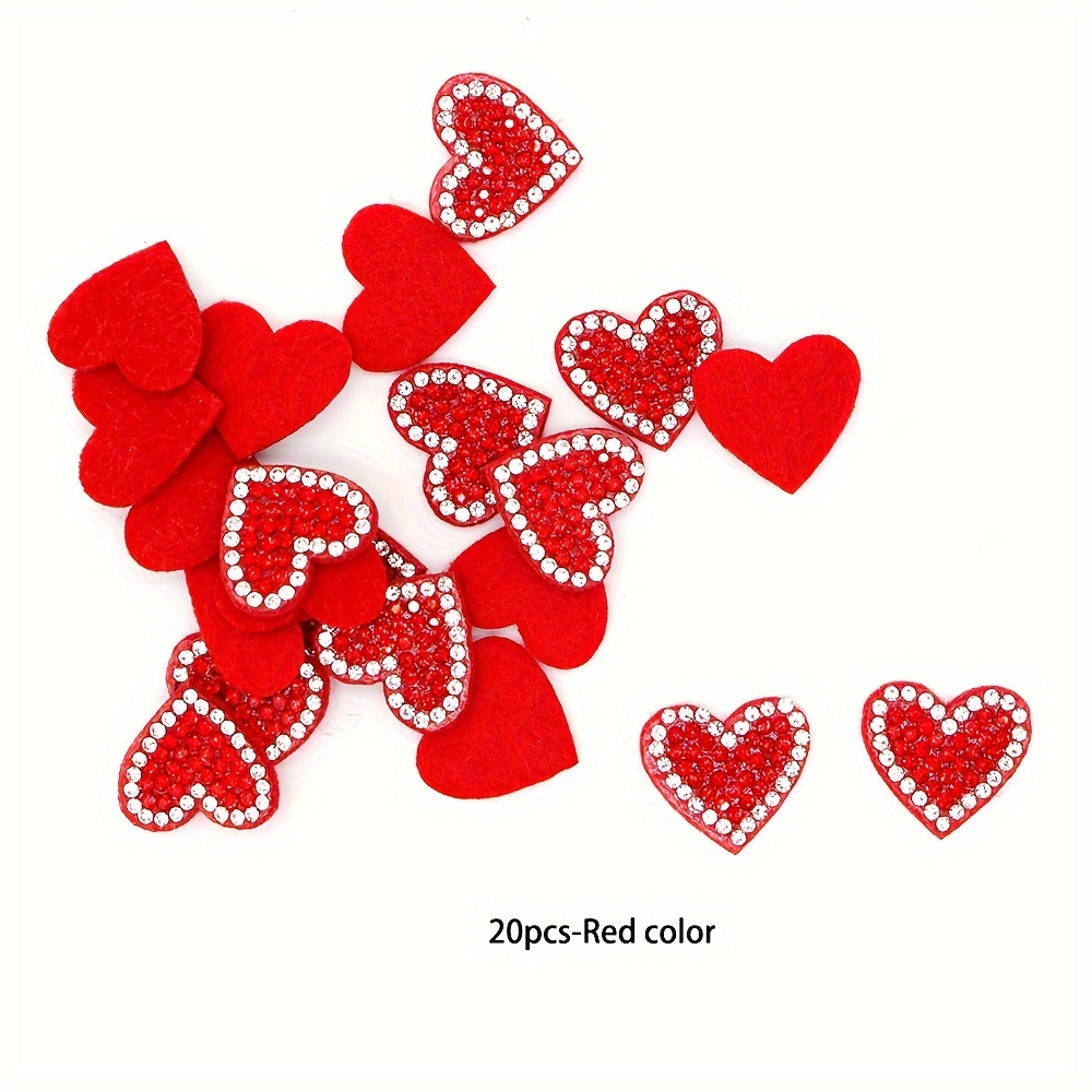 Image of 20pcs Tri-color Heart Appliques For Diy Fashion - Versatile Iron-on Patches For Clothing, Hair Accessories & More, Hair Accessories