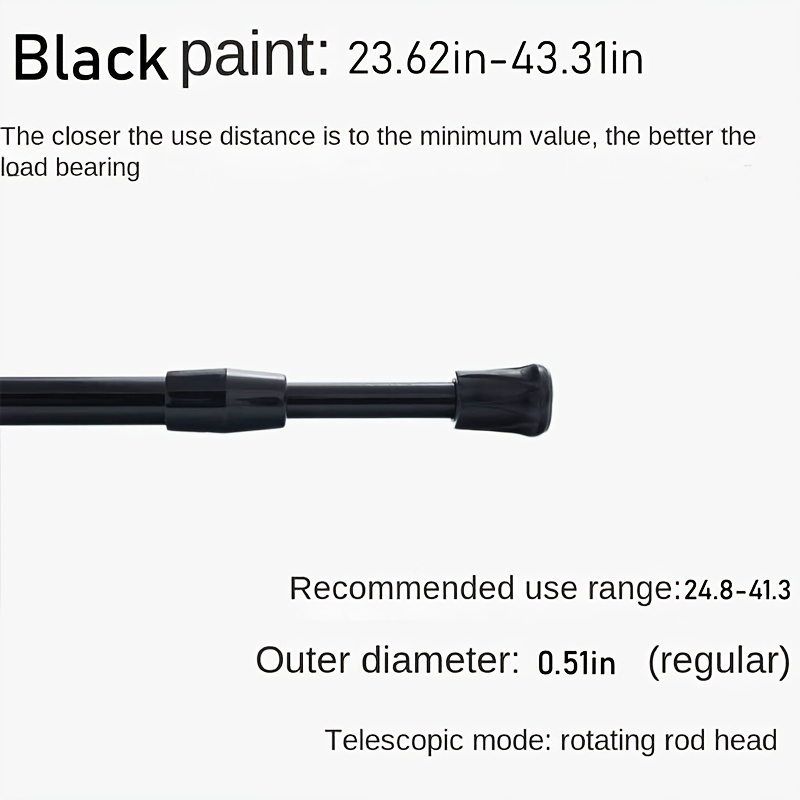 E-shop 60-110Cm Schwarze Teleskopstange . Packung Küche Badezimmer Schlafzimmer Mehrzweck Kein Bohren Einziehbare Stange Duschvorhangstange Römische