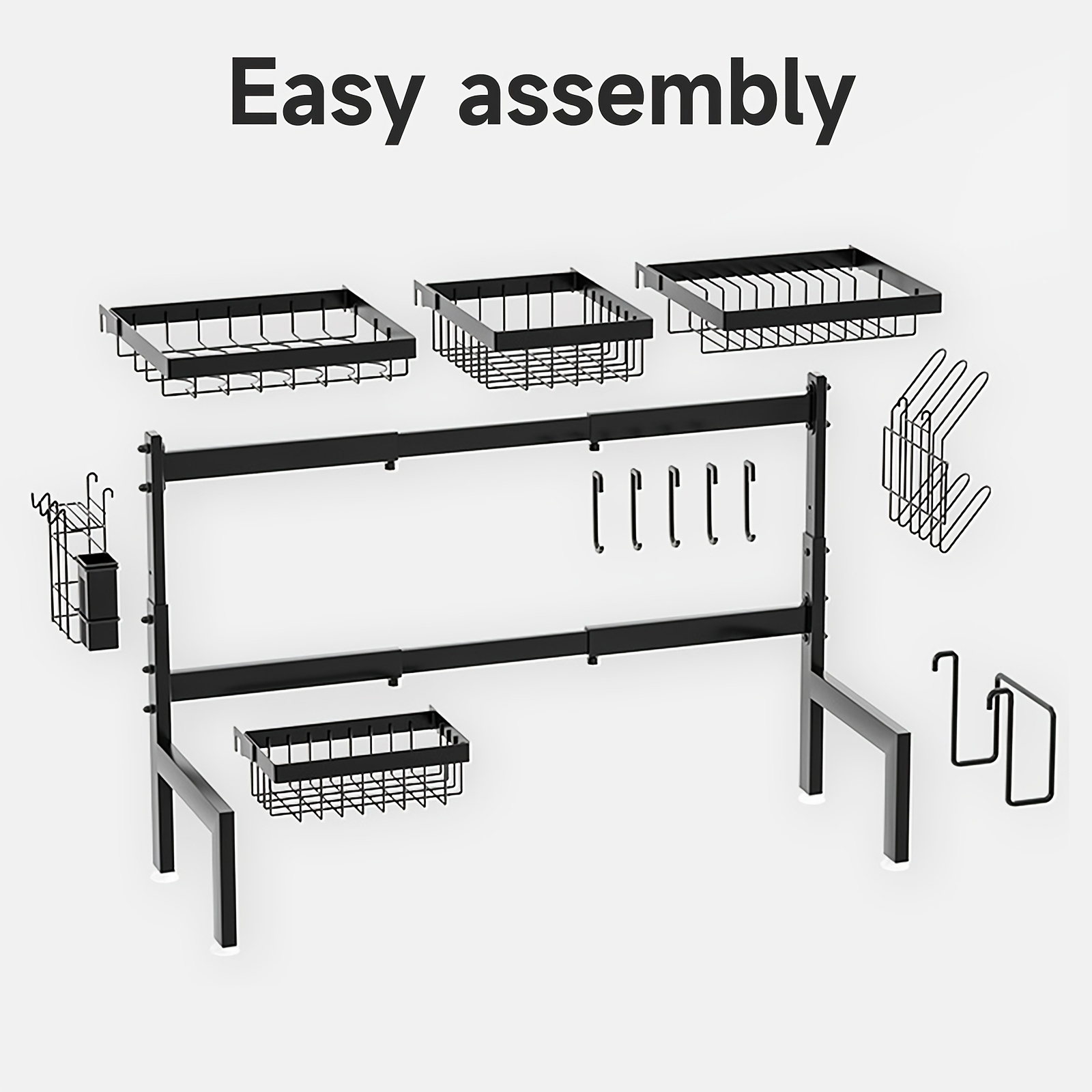 Image of 66-85cm Adjustable Cutlery Rack For Above Sink, Draining Rack, With A Load Capacity Of 15 Kg