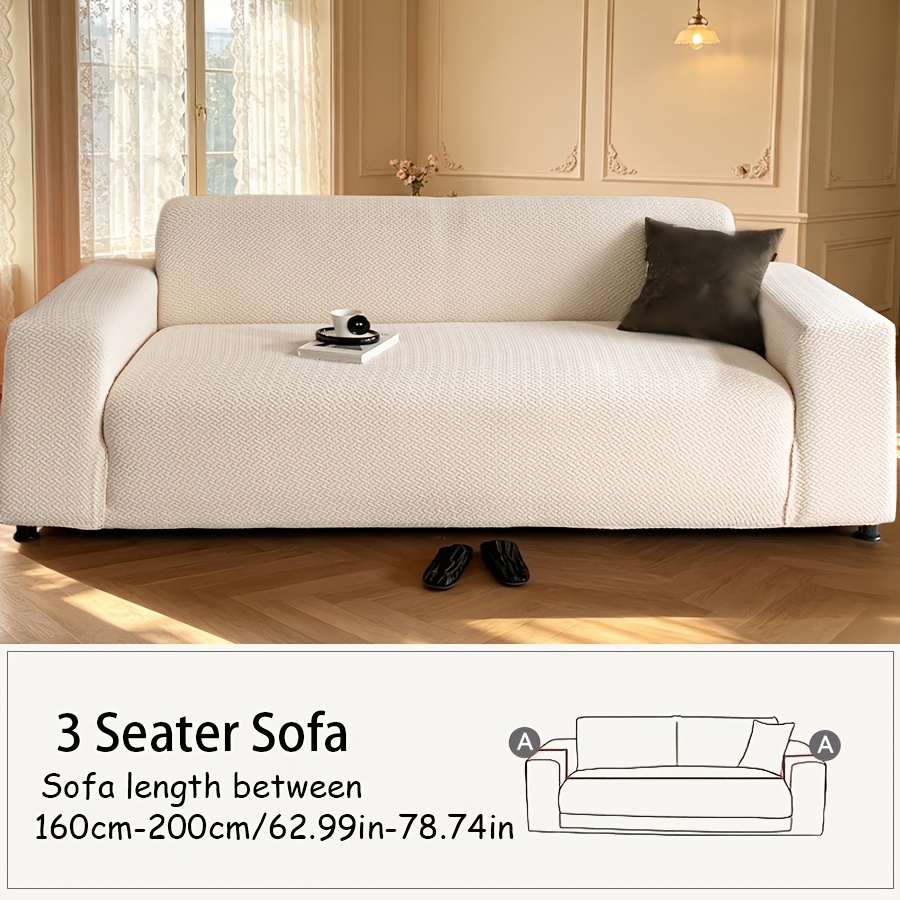 TEMU 1pc Exquisite Diagonal Grid Sofa Cover, Solid , Soft Fabric, Elastic Bands, Machine And Hand Washable, Pet-friendly And , Decor For Bedrooms,