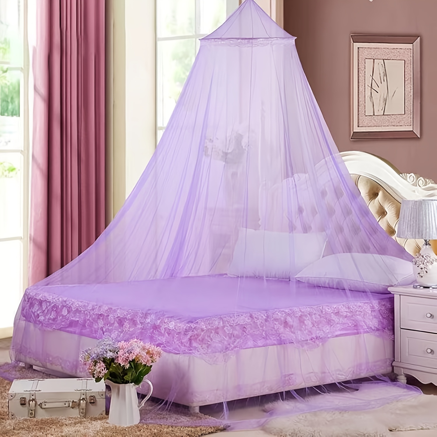 TEMU Elegant Princess-style Dome Net With Wire Frame - Lightweight Mesh Bed Tent, Hand Wash , Protection | Decorative Bedding | Durable Tent