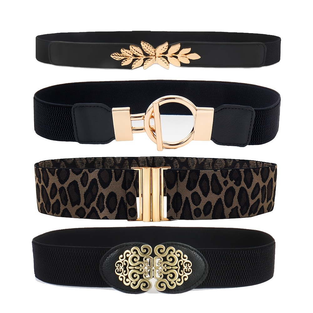 TEMU 4pcs Elastic Waistband Set: 3 Wide Belts   1 Slim Belt, Suitable For Daily And Formal Wear