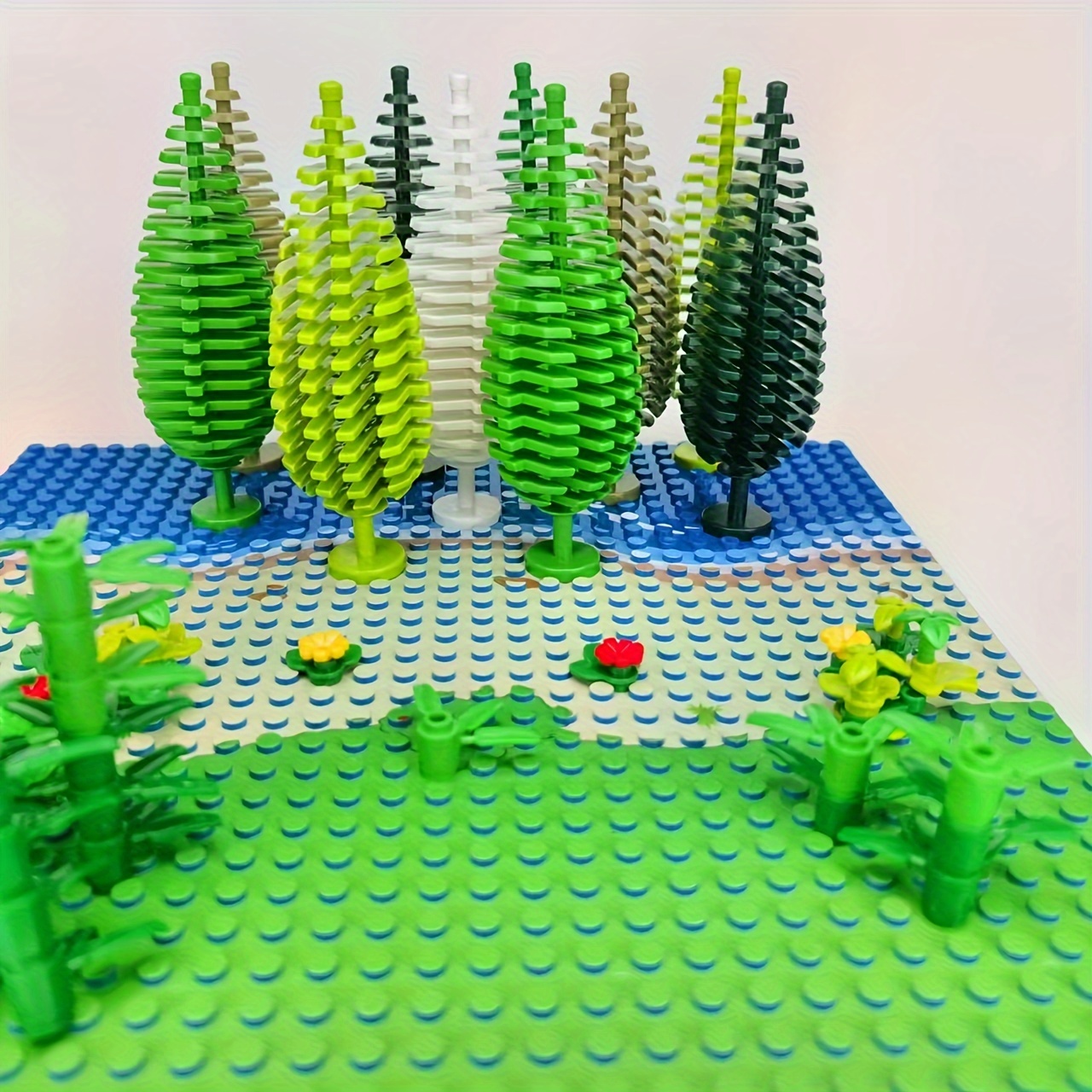 2 PCS Street Scene City Greenery Forest MOC Pine Spruce Fir Tree Models