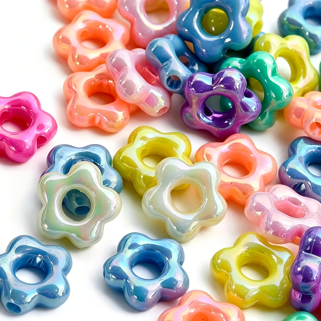TEMU 35 pièces de perles de fleur creuses et dodines en acrylique dégradé de 18 mm pour vêtements, chaussures, bottes et accessoires de bijoux > Mode