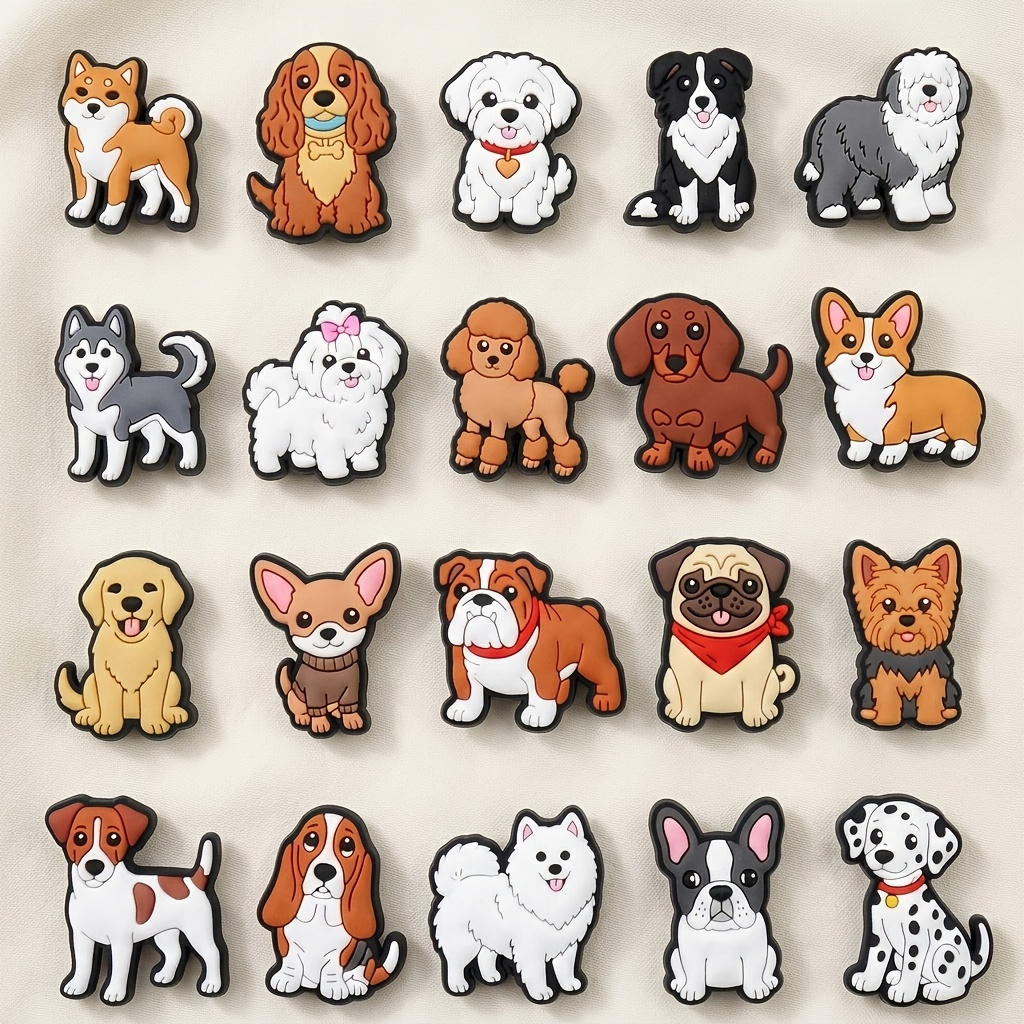 TEMU 20 piezas de adornos para zapatos con temática de perros, dijes desmontables para zapatos, , decoración de zapatos, joyería, regalo de Navidad,