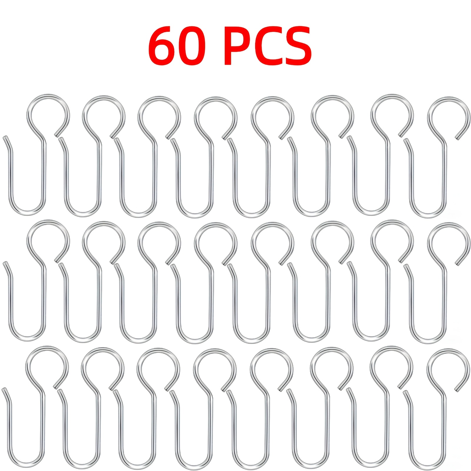 TEMU Crochets de Rideau en Métal 30/60, Crochets de Rideau Multifonctionnels , Accessoires de Rideau en Métal Épaissi, Longueur de 1,38 Pouce, en