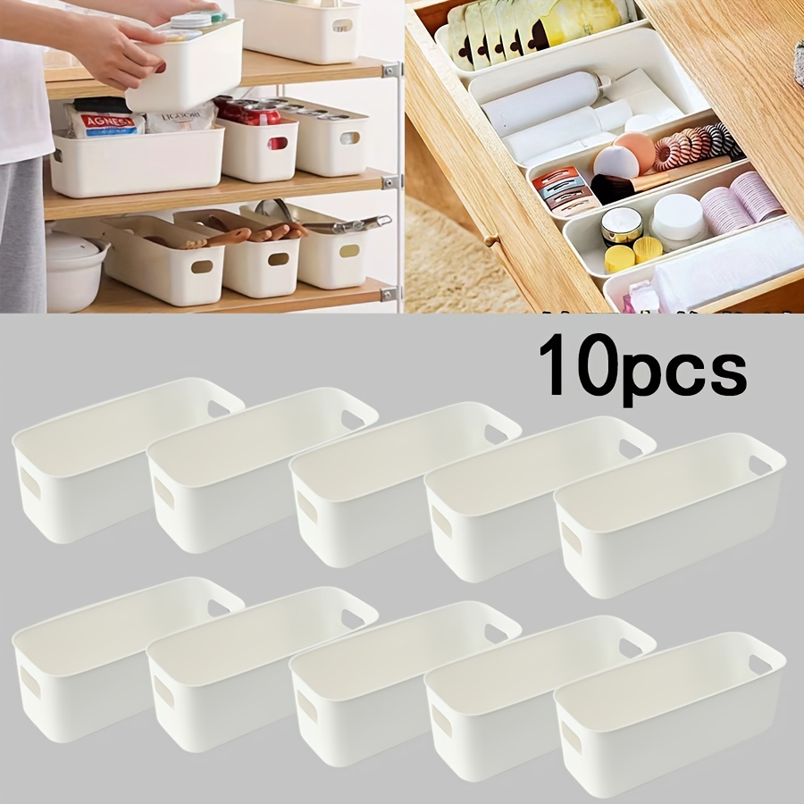 

10pcs Plastic Organizing Bins, Contemporary Stackable Storage Baskets, Multipurpose For Home And Office, With Closet, Kitchen, Bathroom, And Desk Organization Containers, Shelf Baskets