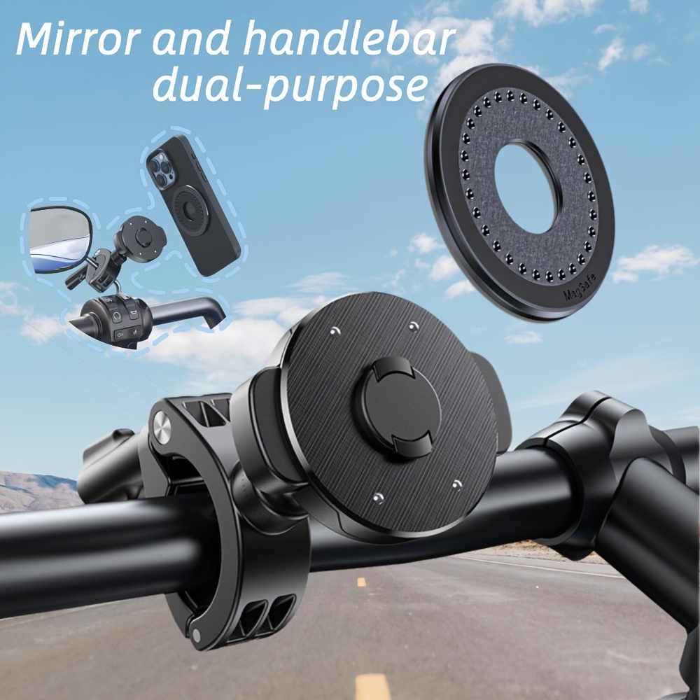 E-shop Universelle Lenker- & Rückspiegel-Doppelzweck-Halterung für Handys - Schnellverschluss, Nichtmagnetisches Design für Motorräder, Roller und