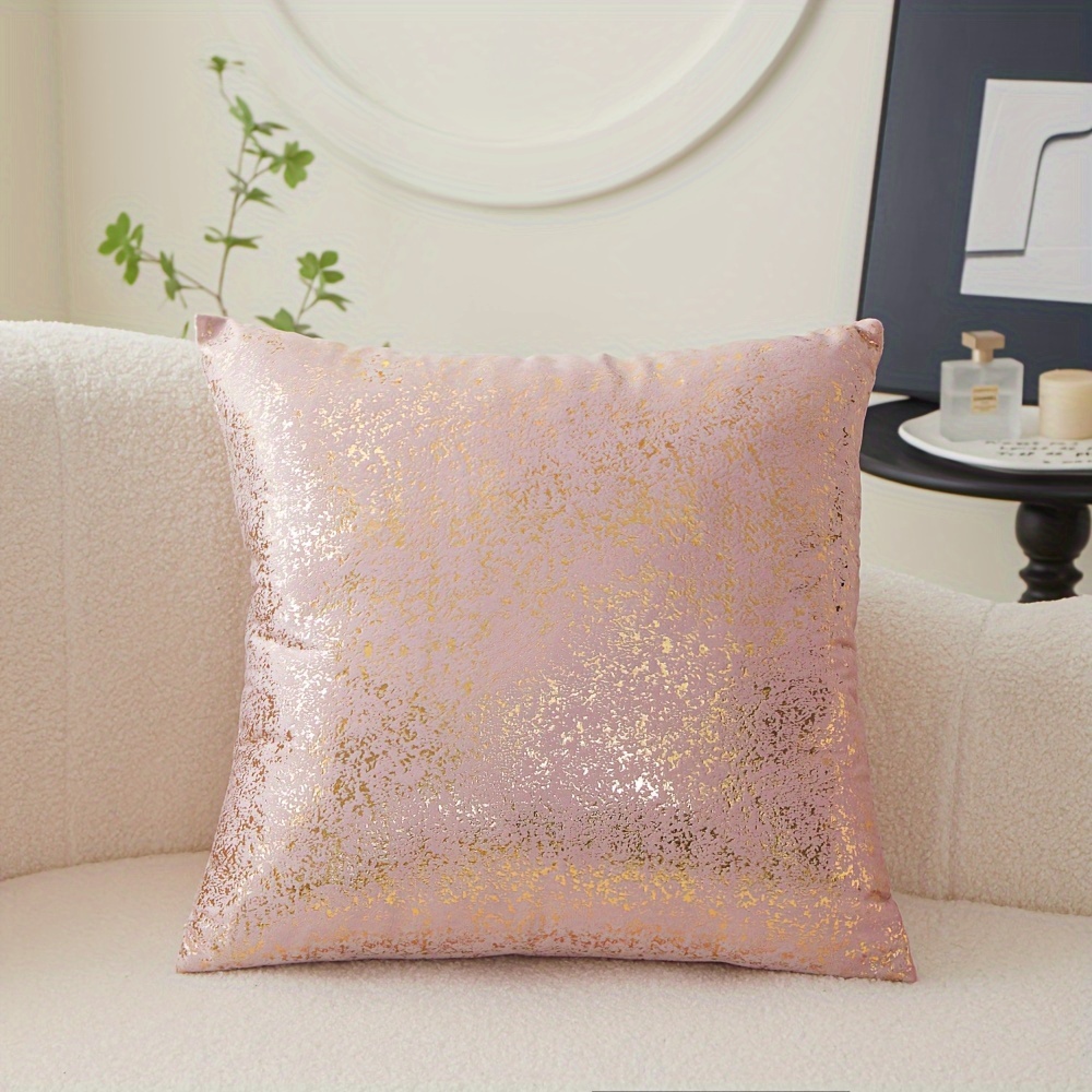 TEMU 2pcs Contemporary Luxury Golden Stamping Cushion Covers Suitable For Sofa Bed Chair - Elegant Cover With Zipper Closure, Neutral Decorative