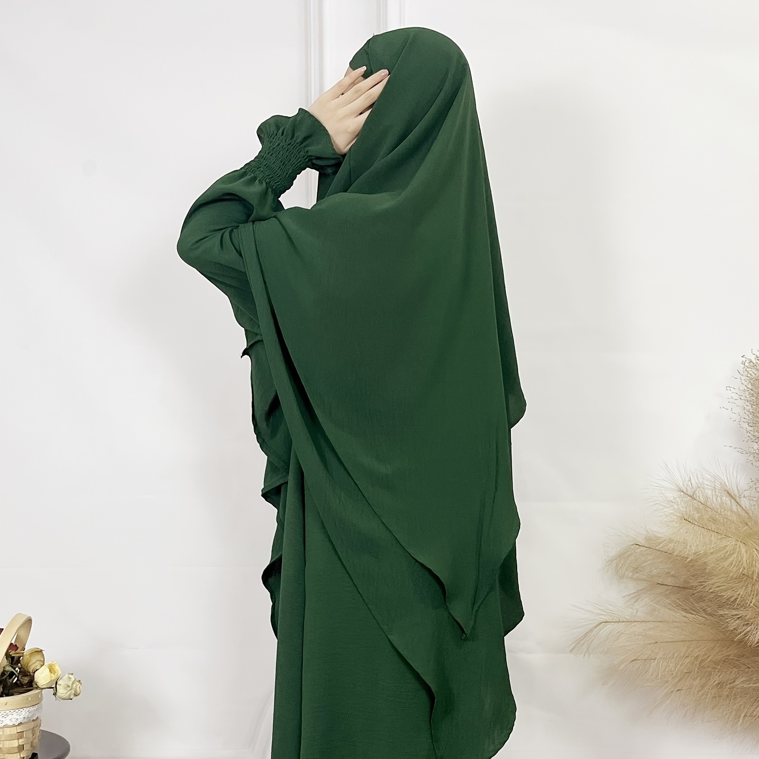 حجاب أنيق طويل للنساء على شكل كعكة، خيارات متعددة من الألوان الثابتة، هدايا حجاب خمار محتشمة لعيد الفطر