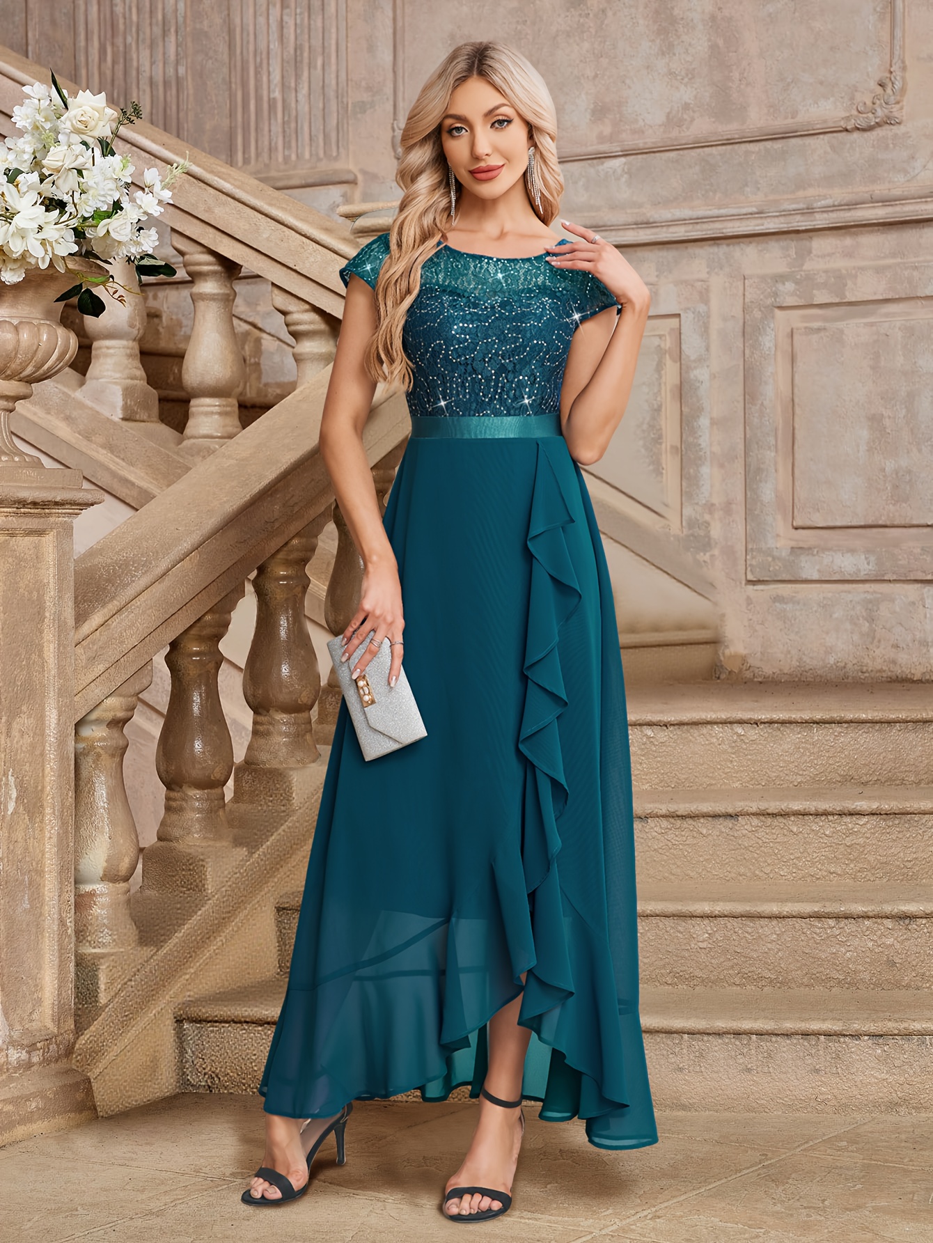 teal dress sold on Temu United States