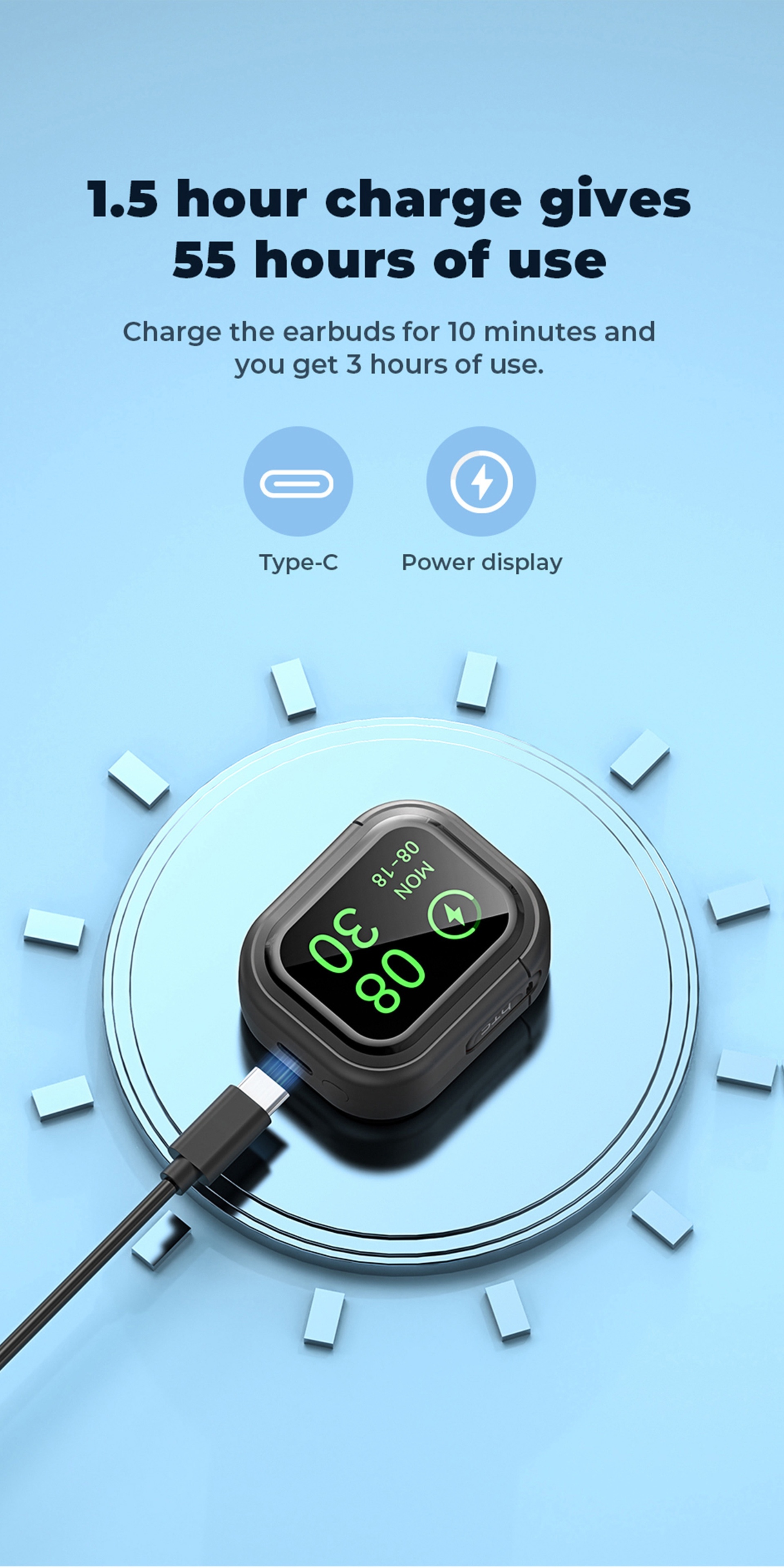 1pc HTC NE20 Wireless Translation Earbuds, Equipped with Translation for Over 136 Languages, Enabling Better Cross-linguistic Communication. Features V6.0 Low-latency Wireless Connectivity, Active Noise Cancellation for Undisturbed Sleep