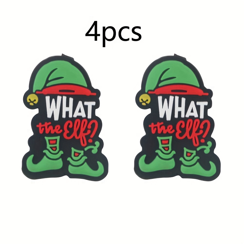TEMU 4pcs, Beads And Bead Assortments, Christmas Silicone Beads (silicone Beads Containing Christmas Hats And Text), Suitable For Handmade Pendant