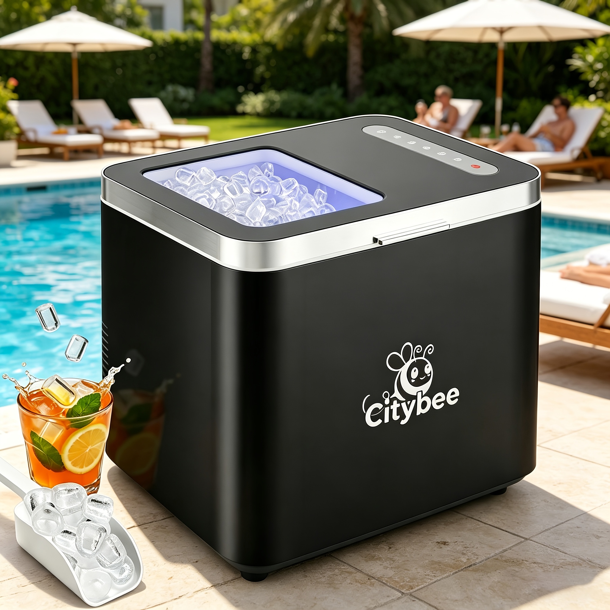 Ice Cube Machine For Home Portable For Outdoors, Makes Ice Quickly, Side Transparent Window Design, Make Ice With A Must-have Gadget For Iced Coffee And Summer Drinks!