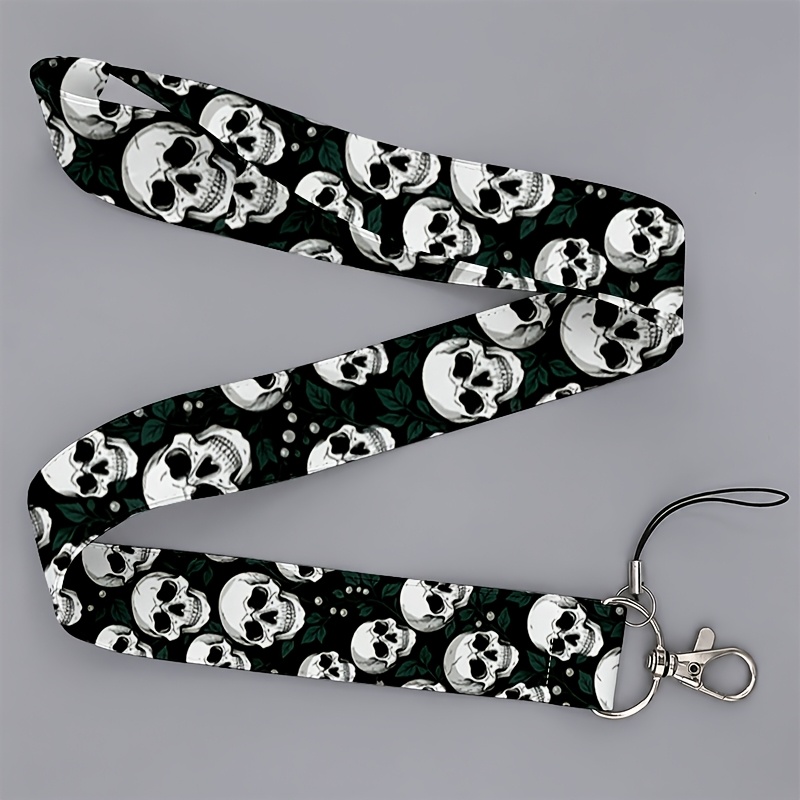 TEMU Cordón de moda 2D para teléfonos y tarjetas de identificación, con estampado de calavera y , para hombres y mujeres que trabajar o a