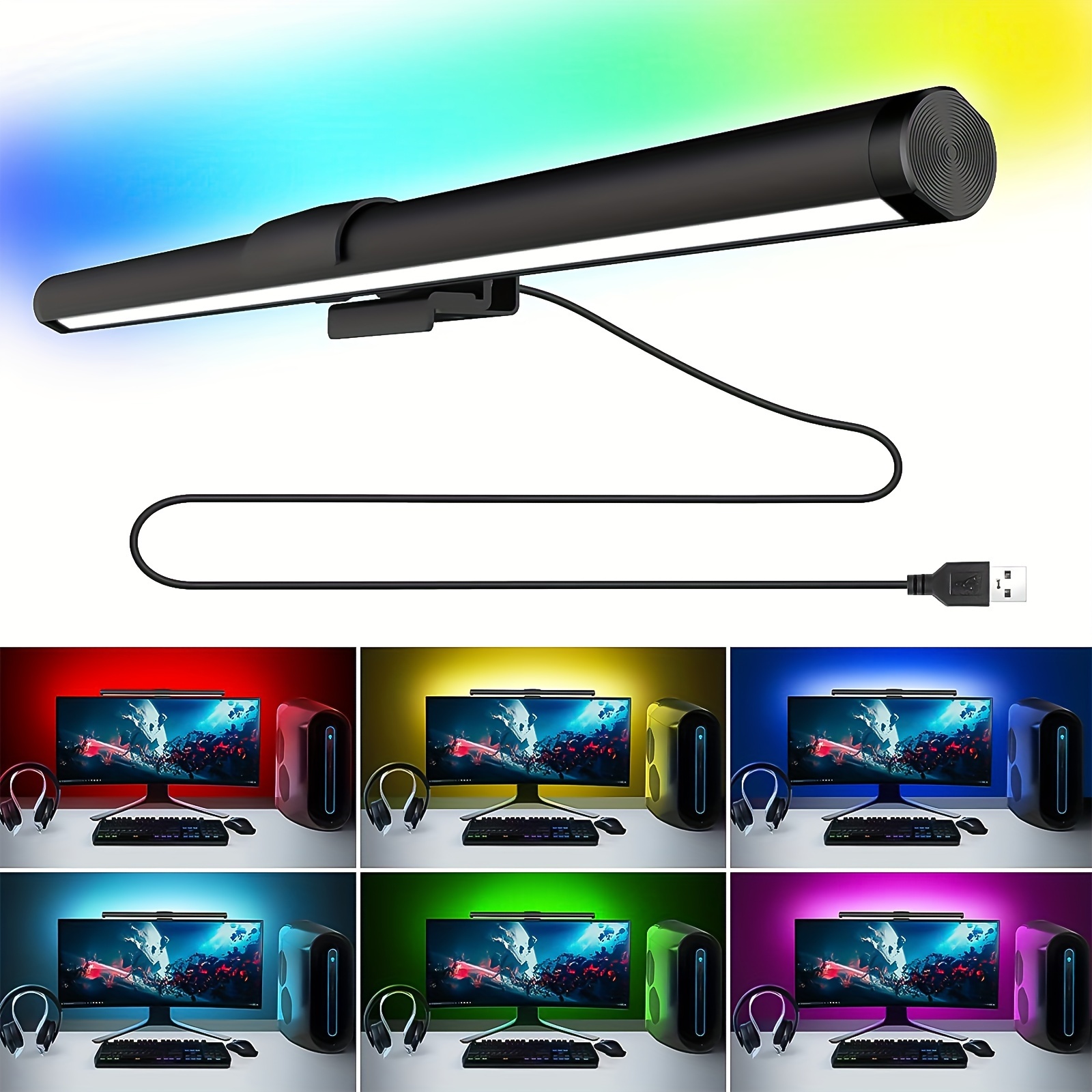 

Monitor Light Usb Gaming Light Indoor Led Computer Light, Rgb Fantasy Color Ambient Light, Touch Control Stepless Dimming, Protect Your Eyes, Save Space, Ideal For Computer Gaming/working/reading
