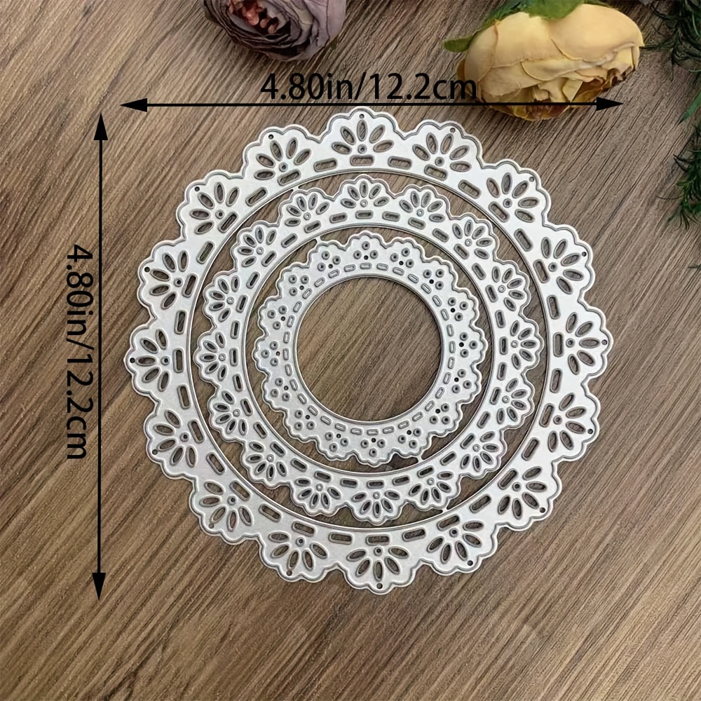 TEMU Round Lace Hollow Metal Cutting Die, Diy Album Die-cut For Greeting Cards, Handmade Cards, Home Decor, Holiday Wishes, Photo Gifts, Thank You
