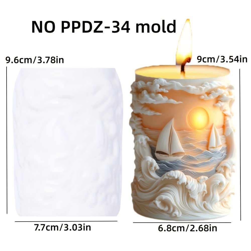 Relief Cylinder Candle Silicone Mold Sea Sailor Relief Candle Silicone Mold Sunrise Sun Wave Surface Wave Relief Cylinder Resin Silicone Mold Surface Wave Relief Gypsum Mold