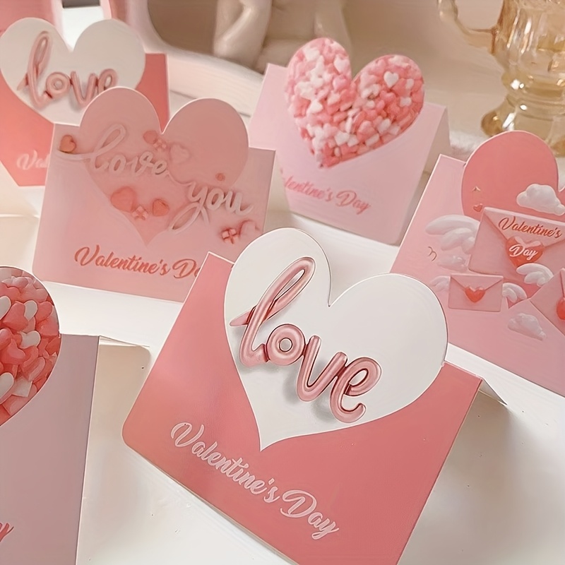 

10pcs/5pcs Love You Love Greeting Cards, Valentine's Day Rose Flower Greeting Cards, Small Gifts For Lovers, , Relatives 10pcs/5pcs