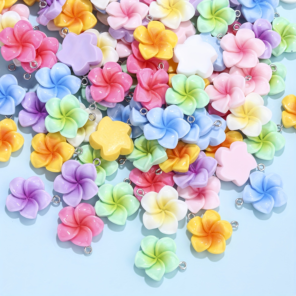 30/50pcs Mixed Resin Flower Pendants for DIY Jewelry Making