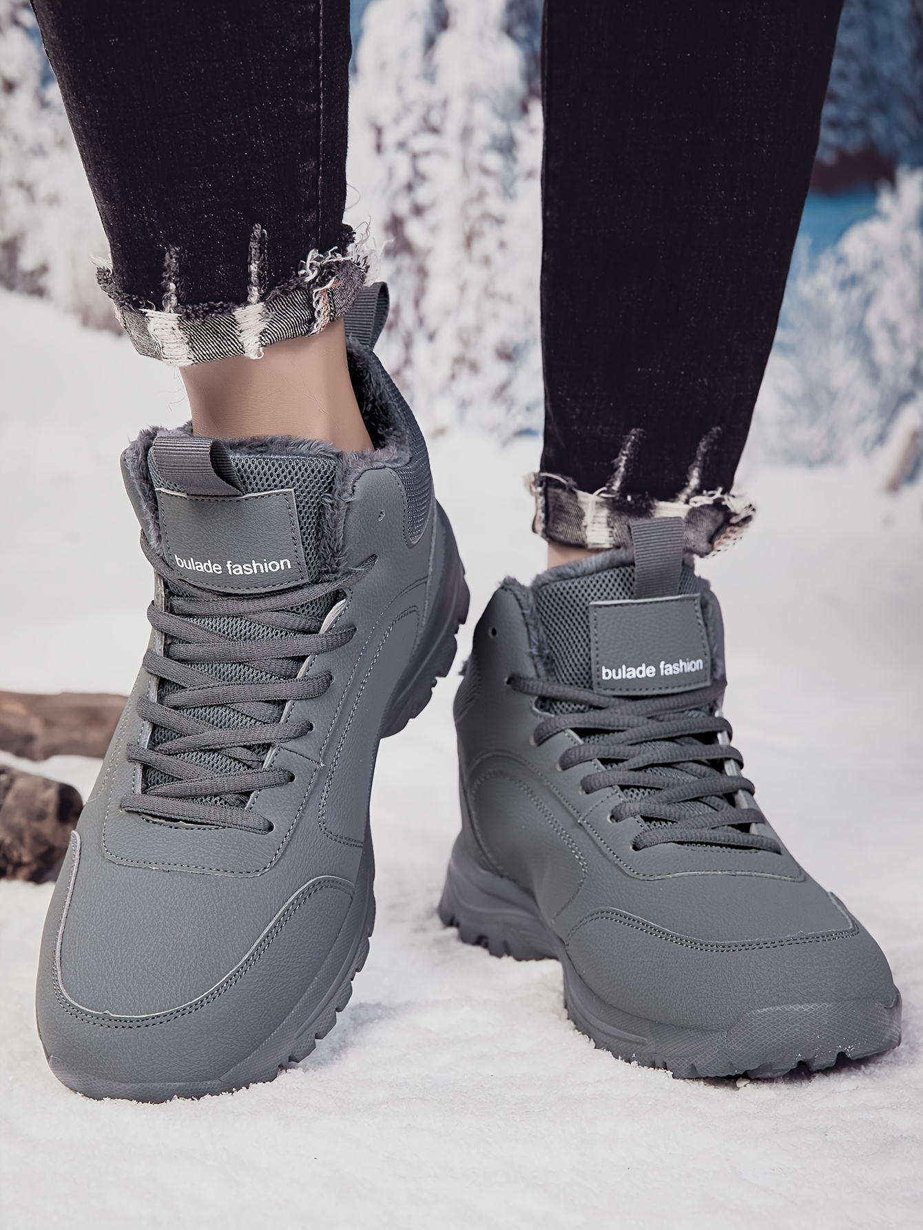 mens snow sports shoes lightweight and flexible sole plush lining winter outdoor   top warm snow boots outdoor sports and hiking boots Product details 11