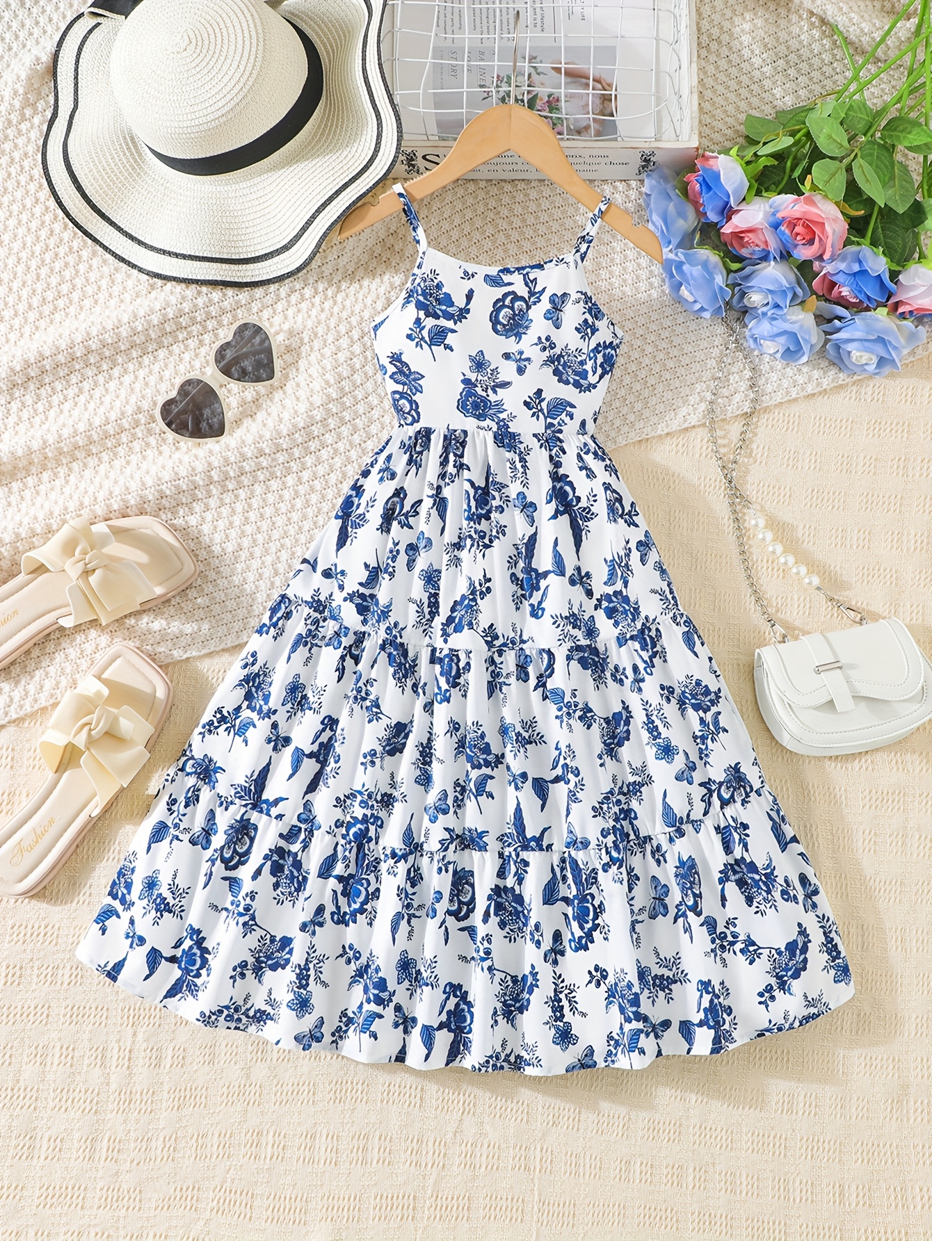 girls summer maxi dresses short sleeve casual flowy tiered - Temu