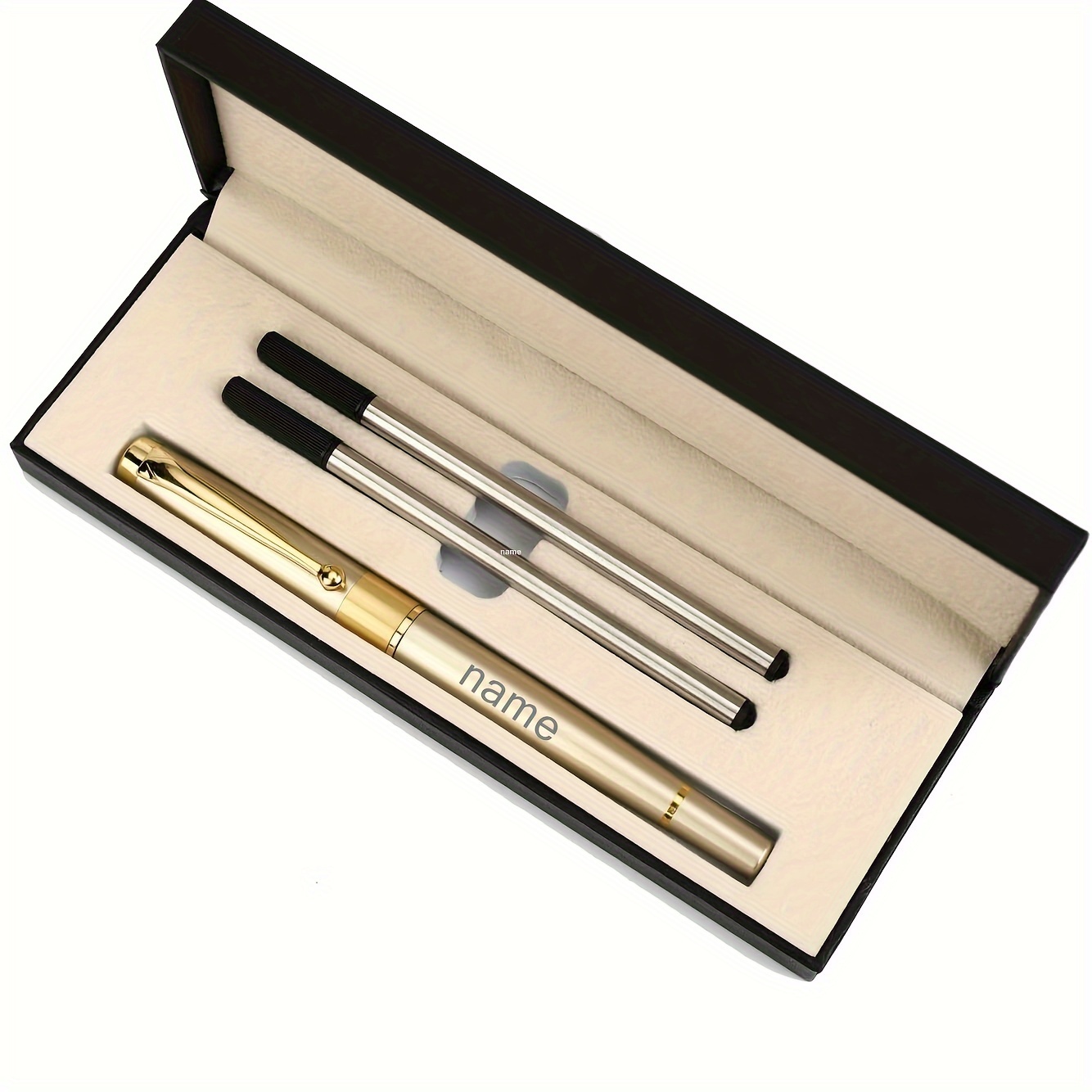 E-shop 1 Goldene Metallkugelschreiber in Geschenkbox, personalisierbar. Hochwertige Business- und Bürogeschenke, Festtagsgeschenke, Abschlussgeschenke