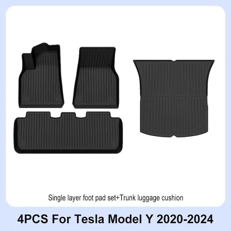 Image of Tpe Material Single-layer Floor Mats 4pcs Set, Suitable For 2020-2024 For For 5-seater Left-hand Drive Version, Non-slip And Wear-resistant, , Universal For , Easy To Clean.