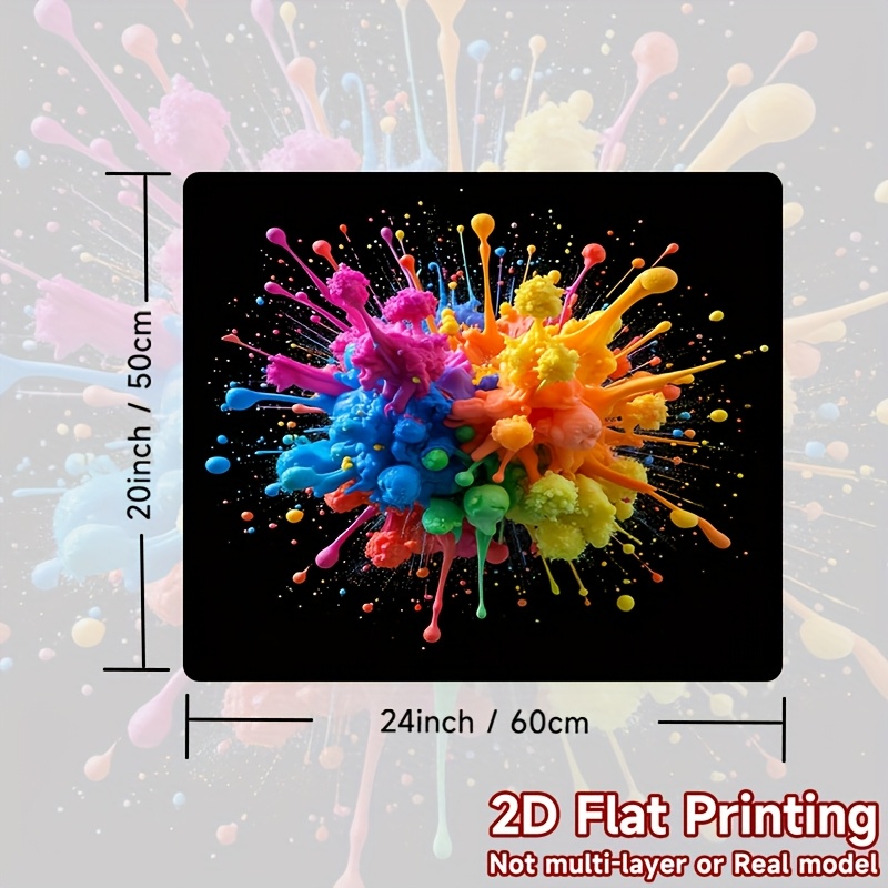 TEMU 1pc, 2d Flat Printing Washing Machine Mat, Washing Machine Mat, Splatter Paint, Polyester,versatile For Washing Machine Top, Fashionable Laundry